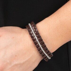 Paparazzi Jewelry Accessories - Pretty, Pretty PLEATS - Brown Bracelet - Vintage